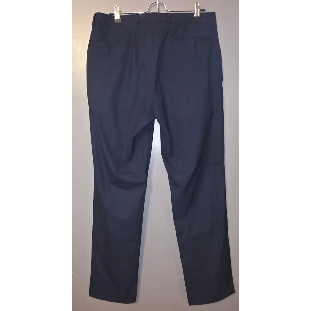 Lauren Ralph Lauren Mens Navy Blue Stretch Dress Pants 33W x 32L Flat Front